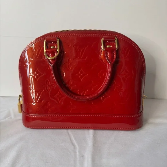 LOUIS VUITTON RED VERNIS ALMA BB - Picture 2 of 10